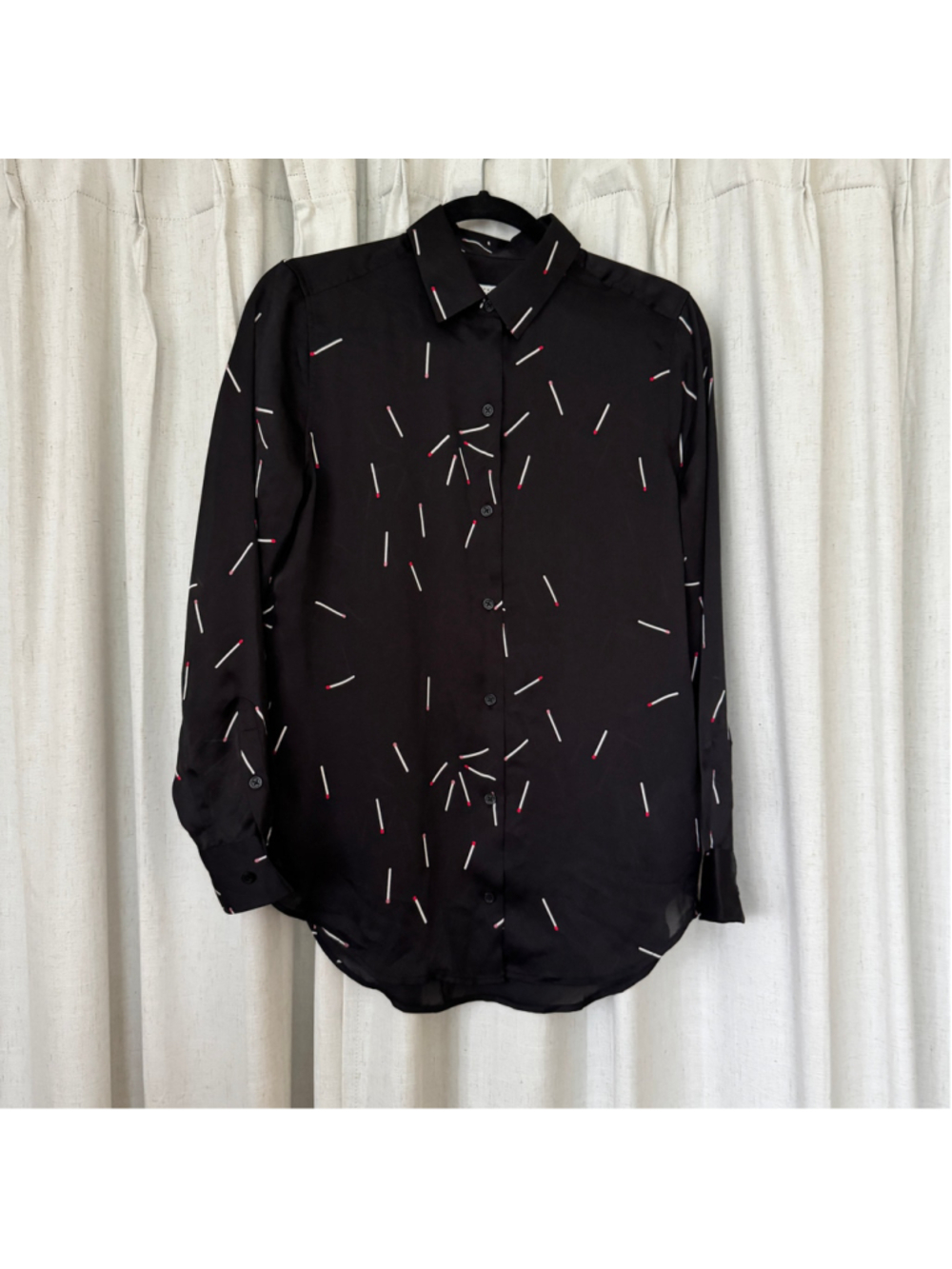 Equipment Essential Matchstick Pattern Satin Shirt • Size: S
